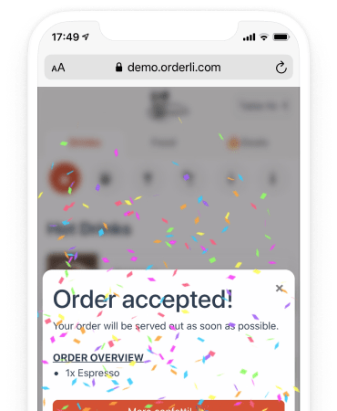 iPhone showing a order being confirmed